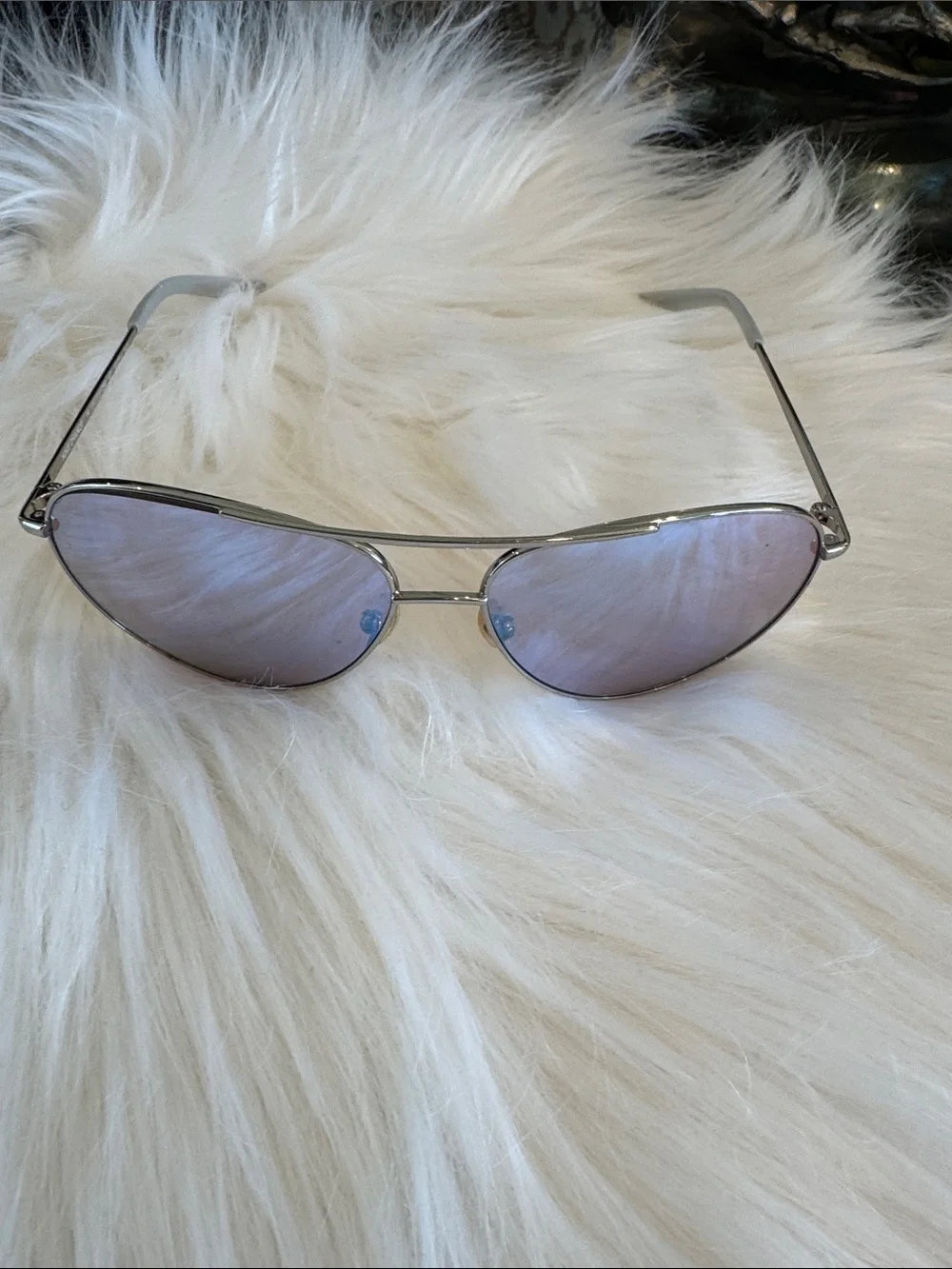 Nike Aviator Silver Frame Mirrored Sunglasses - Blue/Purple Tint - Picture 3 of 8